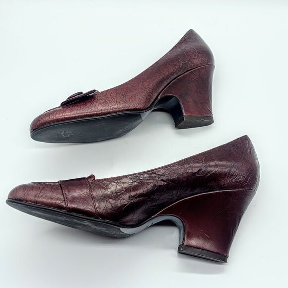 Biala Italian Burgundy Red Leather Heels - 7M - Picture 7 of 10